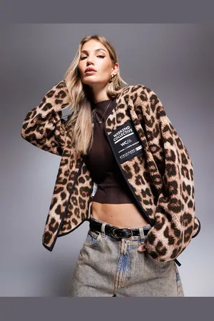 ASOS Weekend Collective leopard borg zip up