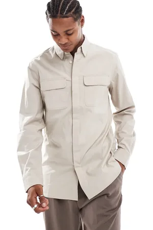 French Connection French Connection shirt with double breast pockets in stone