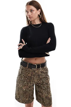 Miss Selfridge Rib knit open back long sleeve top in