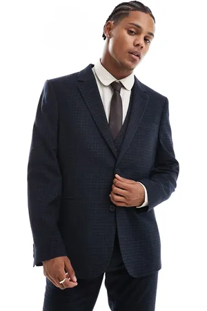 ASOS Slim wool mix suit jacket in tonal check