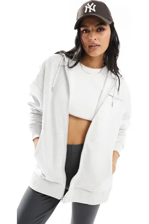 ASOS Weekend Collective oversized zip up hoodie with logo in ice heather - part of a set