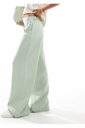 ASOS Tailored wide leg dad pants in sage