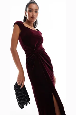 EVER NEW Velvet boned corset midaxi dress in oxblood
