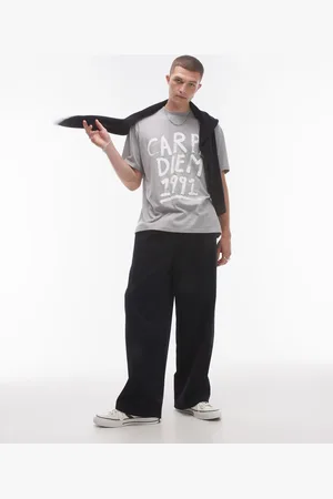 Topman Oversized fit T-shirt with Carpe Diem print in heather