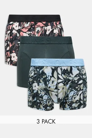 JACK & JONES 3 pack trunks in flower print in