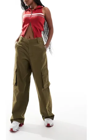 Noisy May Wide leg cargo pants in khaki