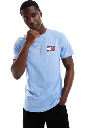 Tommy Hilfiger Slim essential flag T-shirt in pale blue