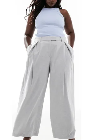 ASOS ASOS DESIGN Curve tailored wide leg pants with cross over pleat detail in