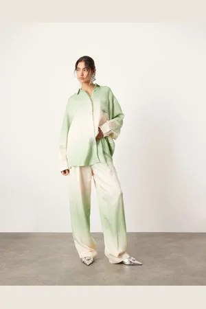 ASOS Super wide leg pants in green ombre print - part of a set