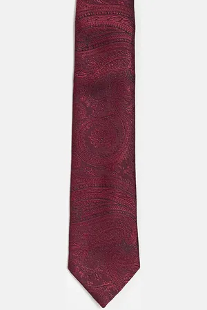 ASOS Slim tie with paisley print in burgundy