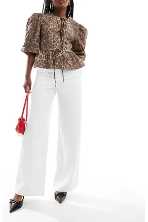 ASOS Tailored wide leg dad pants in ivory
