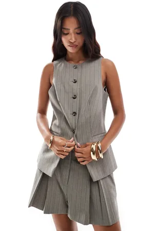 ASOS High neck vest in stripes -set
