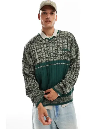 COLLUSION V-neck front stripe sporty sweater in