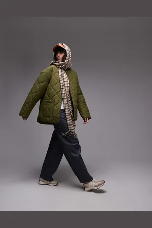 Topshop Quilted chuck on liner jacket in khaki