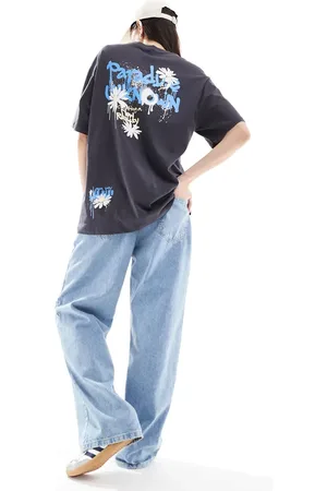 ONLY Graffiti back print oversized t-shirt in washed