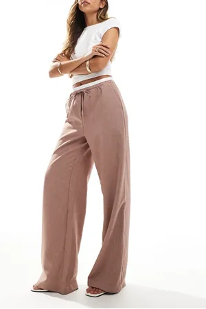 ASOS Tailored wide leg pants with contrast waistband in mink