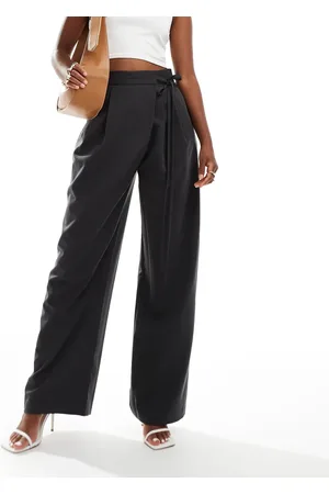 ASOS Tailored wide leg pants with wrap tie detail in