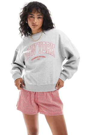 JJXX Sweatshirt with new york chest print in heather