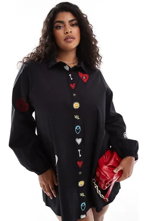 Never Fully Dressed Embroidered mini shirt dress in