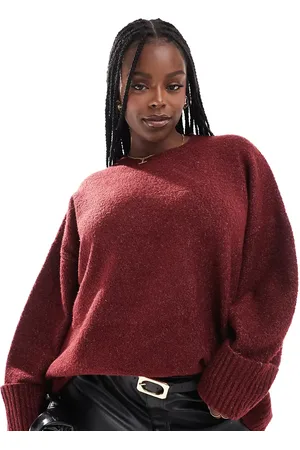 Pretty Lavish Oversized borg sweater in burgundy