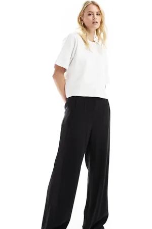 ASOS ASOS DESIGN Tall tailored high waist seam detail wide leg linen blend pants in