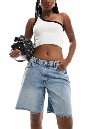 Noisy May High waist loose denim shorts in light wash