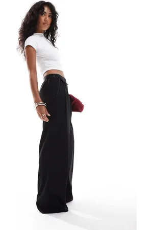 ASOS Tailored wide leg pants with contrast stitch detail in