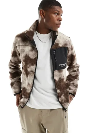 JACK & JONES Zip up borg fleece in tie dye print