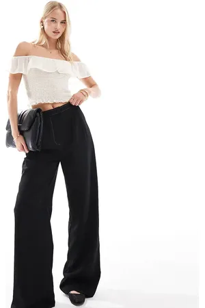 ASOS ASOS DESIGN Tall tailored wide leg pants with contrast stitch detail in
