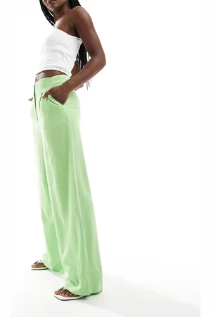 ASOS Tailored high waist seam detail wide leg linen pants in light