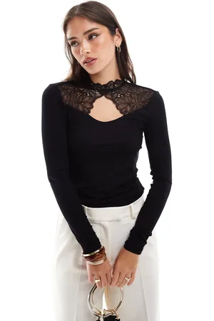 Y.A.S Lace detail long sleeve top in