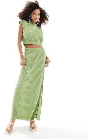 VERO MODA Plisse split maxi skirt in mid - part of a set