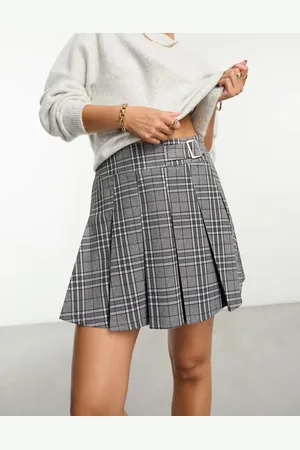 ASOS Pleated mini kilt skirt with buckle in plaid