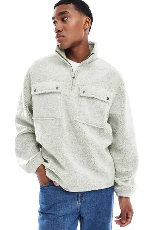 ASOS Oversized borg sweatshirt with half zip in
