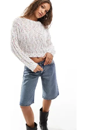 Daisy Street Cream multi heather loose knit crop sweater