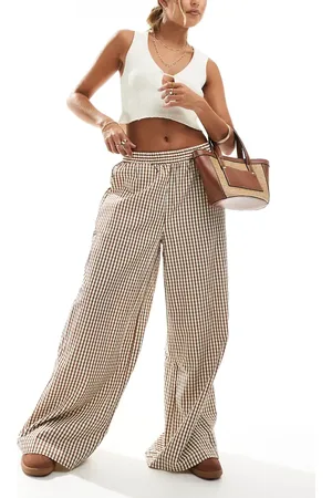 ONLY Gingham wide leg pants in