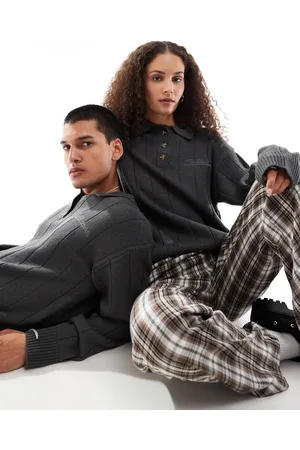 COLLUSION Unisex knit sweater with collar detail in