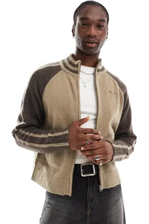 COLLUSION Zip up knit rugby sweater in