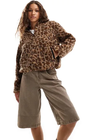 Daisy Street Leopard borg crop jacket
