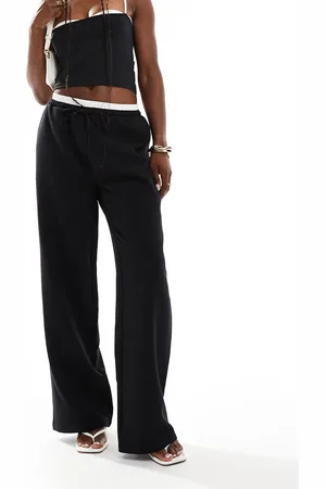 ASOS Tailored wide leg pants with contrast waistband in