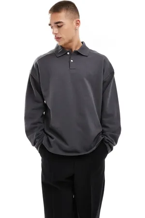 SELECTED Oversized polo shirt in dark