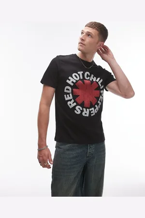 Topman Regular fit t-shirt with red hot chili peppers print in washed