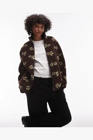 Topshop Fleece borg jacket in print