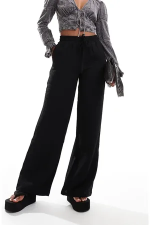 Noisy May High rise wide leg ripple texture pants in
