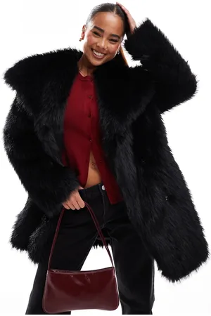 Miss Selfridge Mid length faux fur coat in