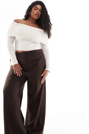 ASOS Curve tailored wide leg dad pants in stripe