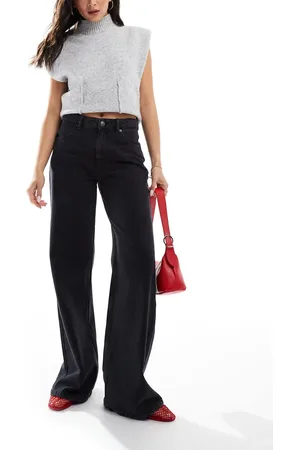 Pull&Bear High rise wide leg jean in dark