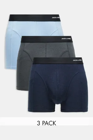 JACK & JONES 3 pack contrast waistband boxer briefs in dark