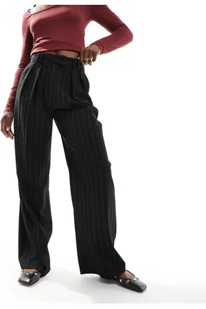 ASOS Wide leg tailored pants in black stripe