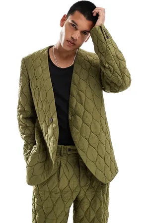 Viggo Casual oversized suit jacket in quilted khaki - part of a set